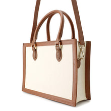 Load image into Gallery viewer, MORABITO Morabito Voyage 2WAY Handbag Ivory/Brown Canvas Leather