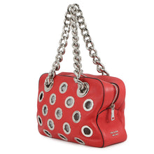 将图像加载到图库查看器中,PRADA Perforated Chain Handbag Red1BB017 Leather