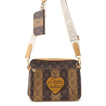 将图像加载到图库查看器中,LOUIS VUITTON Trio Messenger BrownM45965 Monogram Stripe LV Squared