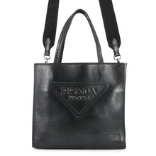 Load image into Gallery viewer, PRADA Embossed Triangle 2-Way Tote Black1BG382 Leather