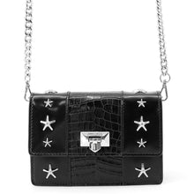 将图像加载到图库查看器中,JIMMY CHOO Pyxis Chain Shoulder Bag Black Crocodile Embossed Leather Size Mini
