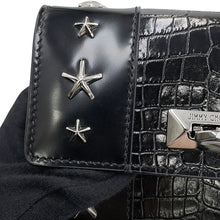 将图像加载到图库查看器中,JIMMY CHOO Pyxis Chain Shoulder Bag Black Crocodile Embossed Leather Size Mini