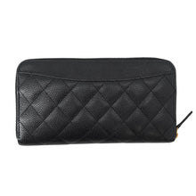 将图像加载到图库查看器中,CHANEL Matelasse Classic Long Zip Wallet BlackA50097 Caviar Leather