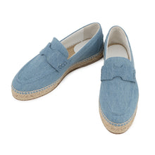 Load image into Gallery viewer, HERMES Trip Espadrille Shoes Light Blue Denim Straw Size 36