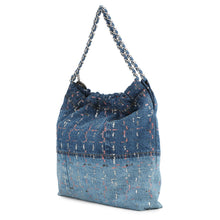 将图像加载到图库查看器中,CHANEL CHANEL 22 Glitter Patchwork Chain Handbag Blue/PinkAS3261 Denim Size Small