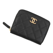 Load image into Gallery viewer, CHANEL Matelasse Round Zip Wallet BlackAP5016 Caviar Leather