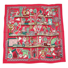 将图像加载到图库查看器中,HERMES Giant Square LES TROPHEES Size 140 Red/Multicolor Cashmere Silk