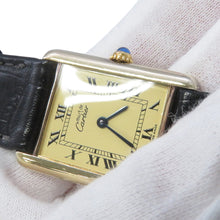 将图像加载到图库查看器中,CARTIER Must tank LM H30.5mm×W23mm Gold Plated Leather Ivory Dial366001