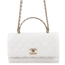 Load image into Gallery viewer, CHANEL Matelasse Top Handle Chain Wallet White Caviar Leather