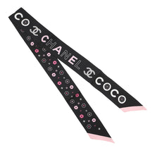 Load image into Gallery viewer, CHANEL CHANEL Scarf Black/Pink/White Silk100%
