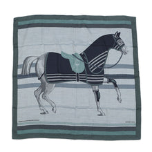 Load image into Gallery viewer, HERMES Carre H Cheval a la Couverture Horse Blanket Spiral Size 100 Ciel / Blue Marine / CeladonH104277T Cashmere70% Silk30%