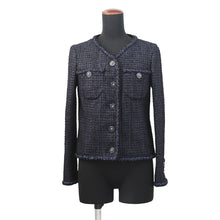 将图像加载到图库查看器中,CHANEL Lion Button Collarless Jacket Size 34 NavyP72421 Tweed