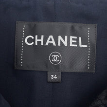 将图像加载到图库查看器中,CHANEL Lion Button Collarless Jacket Size 34 NavyP72421 Tweed