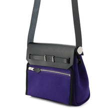 将图像加载到图库查看器中,HERMES Herbag zip Purple/BlackH086430CK Toile H Vache Hunter Leather Size Mini