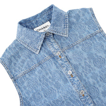 Load image into Gallery viewer, CHANEL Camellia Vest Size 36 Light BlueP74492 Cotton