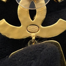 Load image into Gallery viewer, CHANEL CC Logo Swing Earrings Black Gold Plated Rhinestone Faux Pearl