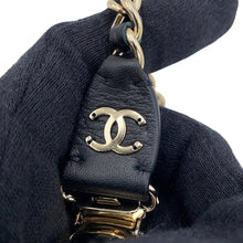 Load image into Gallery viewer, CHANEL CC Logo Chain Suspenders Black Leather Size M