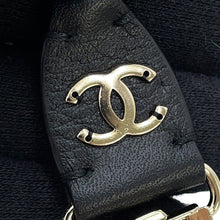 Load image into Gallery viewer, CHANEL CC Logo Chain Suspenders Black Leather Size M