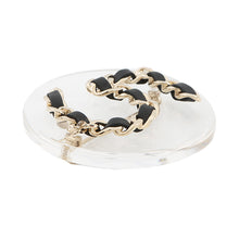 将图像加载到图库查看器中,CHANEL NO.5 Brooch Black Leather Gold Plated