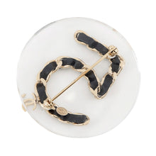将图像加载到图库查看器中,CHANEL NO.5 Brooch Black Leather Gold Plated