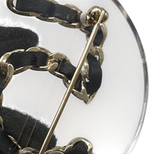 将图像加载到图库查看器中,CHANEL NO.5 Brooch Black Leather Gold Plated