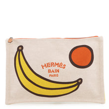 Load image into Gallery viewer, HERMES Flat Pouch Ta-la-Banane Yellow/Blue Cotton100% Size PM