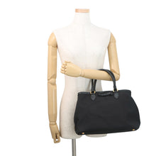 Load image into Gallery viewer, PRADA Logo jacquard 2WAY Tote Bag Black1BA579 Canvas Leather