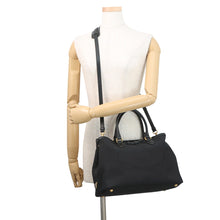 Load image into Gallery viewer, PRADA Logo jacquard 2WAY Tote Bag Black1BA579 Canvas Leather