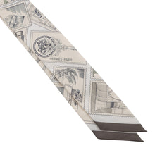 Load image into Gallery viewer, HERMES Twilly Fauve, the stamp enthusiast Le Philateliste du Faubourg Parchement/Graphite/Gray Silk100%