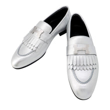 Load image into Gallery viewer, HERMES Mocassins Royale Gris Argent Chevre Metallize Size 36