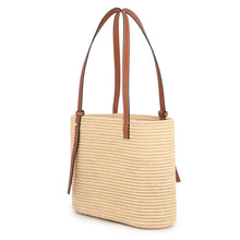 Load image into Gallery viewer, LOEWE Anagram Square Basket Bag Beige/TanACBK099X04 Raffia Leather Size Small