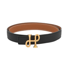 Load image into Gallery viewer, HERMES KohlBaroque Belt Size 31.5" Black/Gold Epsom Box Calf Leather