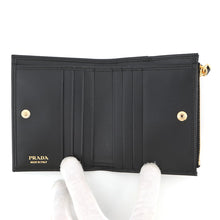 将图像加载到图库查看器中,PRADA Triangle Logo Compact Wallet Black1ML050 Leather