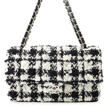Load image into Gallery viewer, CHANEL Matelasse Double Flap Chain Shoulder Bag Black/WhiteA01112 Tweed Size 25