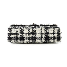 Load image into Gallery viewer, CHANEL Matelasse Double Flap Chain Shoulder Bag Black/WhiteA01112 Tweed Size 25