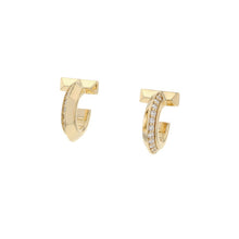 将图像加载到图库查看器中,TIFFANY&Co. T One Hoop Diamond Earrings Size Extra Small69783015 18K Yellow Gold