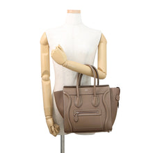 Load image into Gallery viewer, CELINE Luggage micro shopper Greige189793 Leather