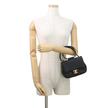 将图像加载到图库查看器中,CHANEL Matelasse Top Handle Mini Flap Bag BlackAS1357 Lambskin