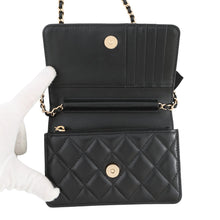 将图像加载到图库查看器中,CHANEL Matelasse Camellia Ribbon Chain Wallet BlackAP1649 Lambskin
