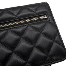 将图像加载到图库查看器中,CHANEL Matelasse Camellia Ribbon Chain Wallet BlackAP1649 Lambskin