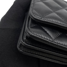 将图像加载到图库查看器中,CHANEL Matelasse Camellia Ribbon Chain Wallet BlackAP1649 Lambskin
