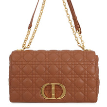 Load image into Gallery viewer, Dior Caro ChainShoulder Bag Brown Leather Size Large