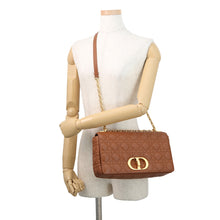 Load image into Gallery viewer, Dior Caro ChainShoulder Bag Brown Leather Size Large