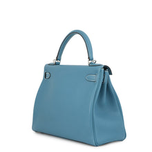 将图像加载到图库查看器中,HERMES Kelly Retourne Blue Jean Evergrain Size 28