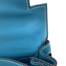 将图像加载到图库查看器中,HERMES Kelly Retourne Blue Jean Evergrain Size 28