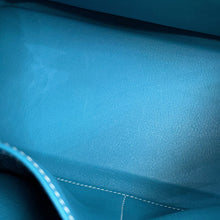 将图像加载到图库查看器中,HERMES Kelly Retourne Blue Jean Evergrain Size 28