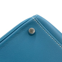 将图像加载到图库查看器中,HERMES Kelly Retourne Blue Jean Evergrain Size 28
