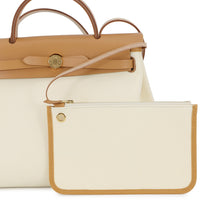 将图像加载到图库查看器中,HERMES Herbag Zip Le Tourne Beton/Natural Sable Toile H Vache Hunter Leather Size PM