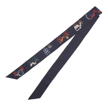 Load image into Gallery viewer, HERMES Twilly Long Twilly A to Berlin Blue・Noir/MulticolorH854175S Silk100%