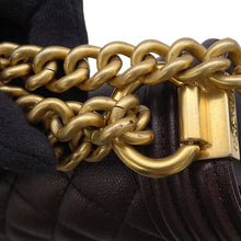 将图像加载到图库查看器中,CHANEL Boy Chanel ChainShoulder Bag BrownAS3350 Caviar Leather